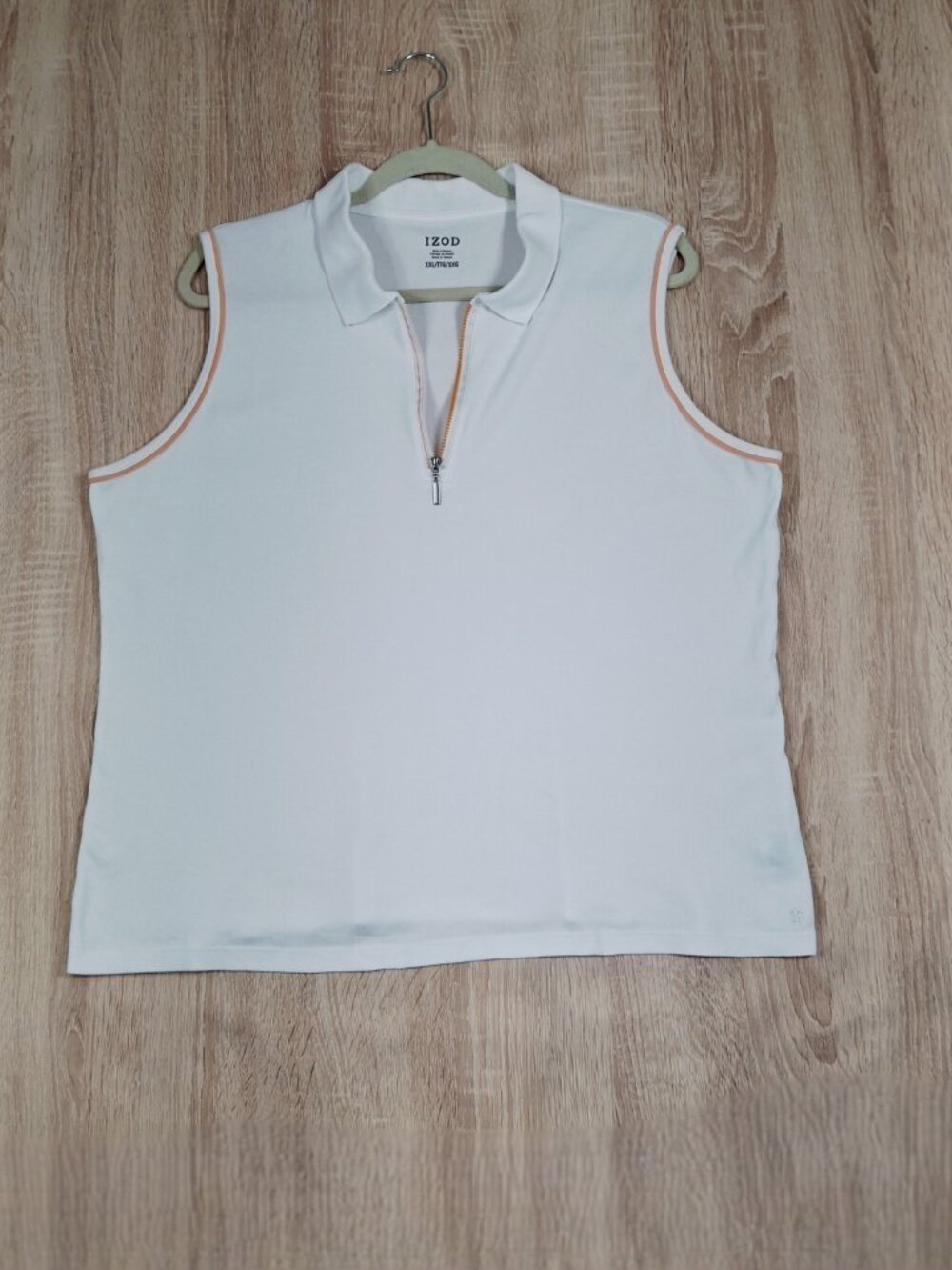 IZOD Women’s XXL Plus Bright White Sleeveless Golf Polo Shirt Quarter Zip